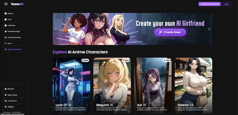 Yume AI anime girlfriend